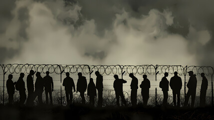 group of people standing in a row  Generated AI 