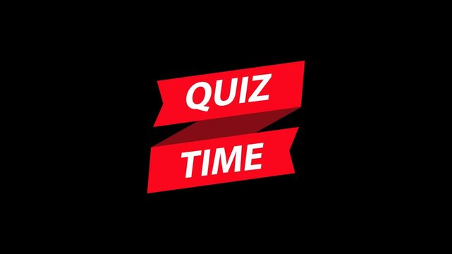 QUIZ TIME Ribbon Banner Animation. Alpha channel, transparent background. 4K resolution