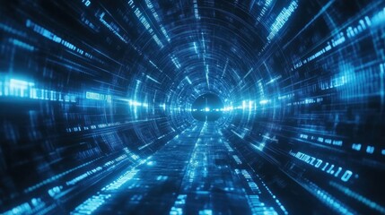 Obraz premium Futuristic Digital Tunnel with Blue Light Effects