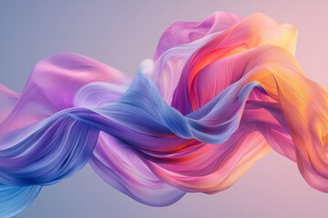 Fototapeta premium A vibrant abstract shape with fluid curves, blending gradient colors from blue to pink in a soft, seamless flow,