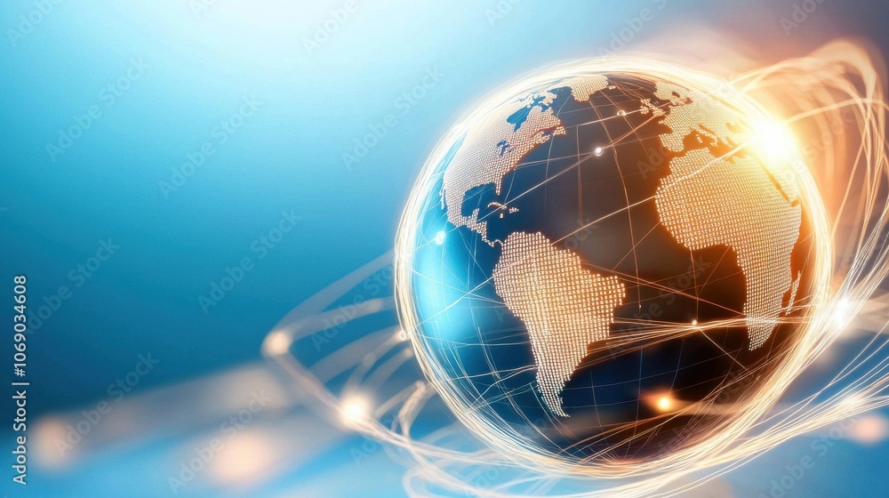 Poster abstract 3d globe with data streams connectivity