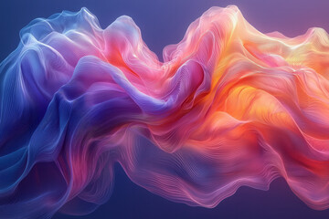 Obraz premium An organic, fluid shape with gradient colors from blue to pink, creating a peaceful, dreamy abstract visual,