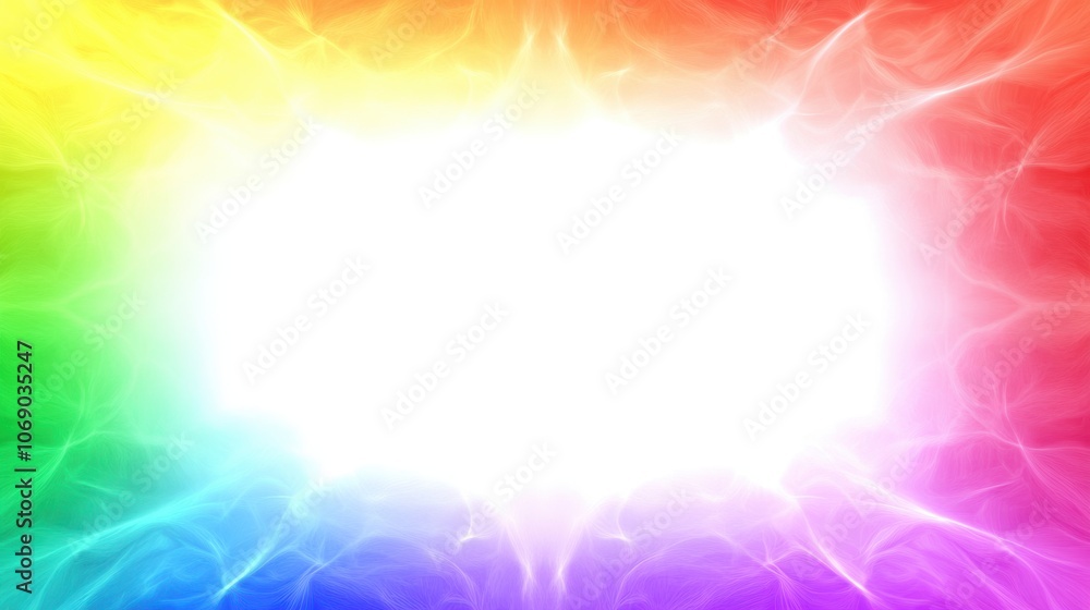 Poster vibrant rainbow gradient border with smooth color transitions, blank center for versatile use, ideal