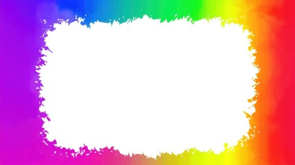 Vibrant rainbow gradient border with smooth color transitions, blank center for versatile design applications