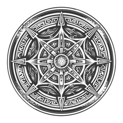 Circular Geometric Pattern with Six Pointed Star and Ornamental Border