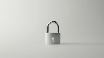 Fototapeta premium Silver Padlock on Minimalist Background