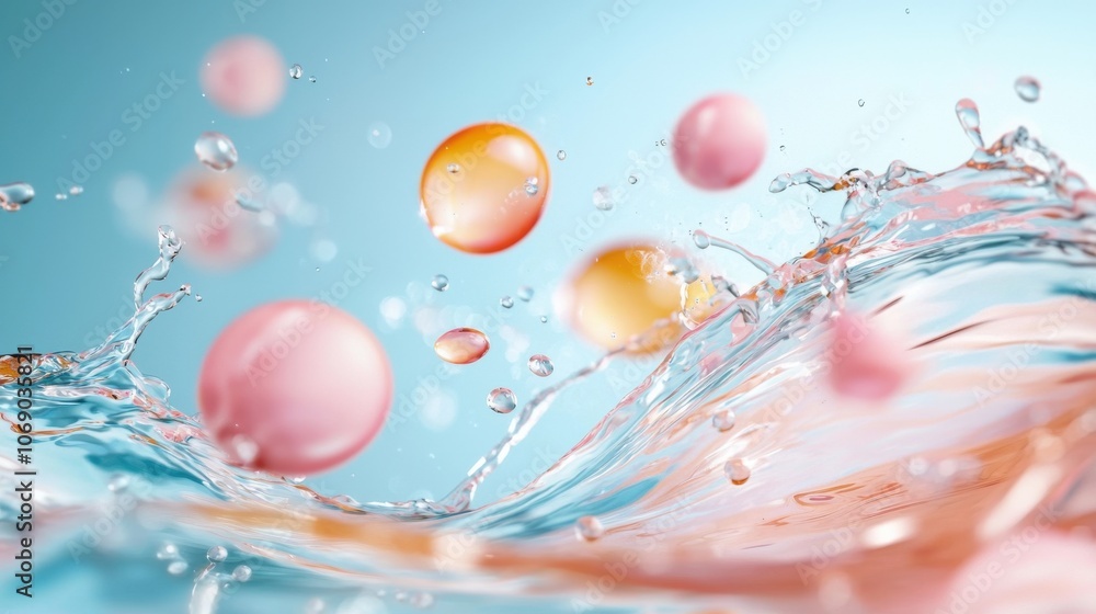 Aufkleber vibrant abstract liquid blobs in pink and orange