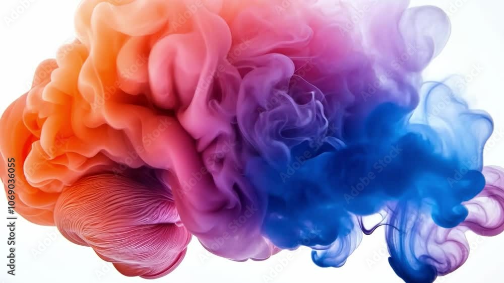Poster a vibrant swirl of colorful smoke resembling a brain shape in an abstract artistic representation