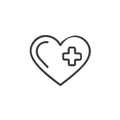 Obraz premium Stylized heart icon with a medical cross, symbolizing health and care, minimal design, copy space