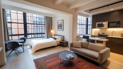 Fototapeta premium Modern Studio Apartment with Natural Light