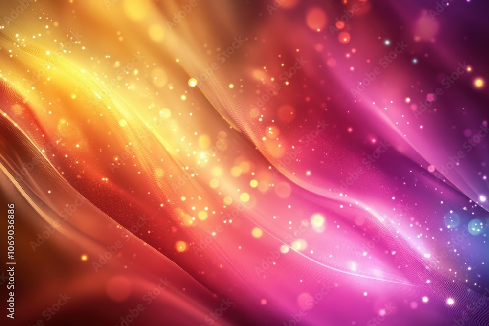 Poster Vibrant Abstract Waves with Bokeh Effect