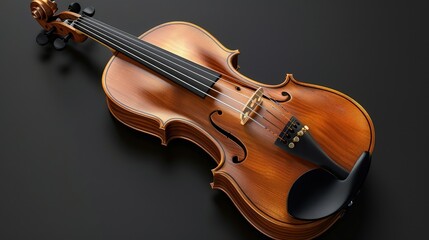 Fototapeta premium Illuminate the violin with a single light source, casting soft shadows and emphasizing its warm wood tones against the dark background.