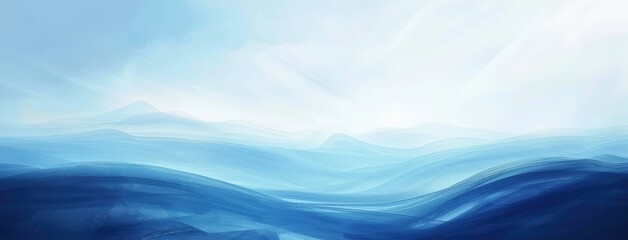 Serene Blue Hills in Abstract Watercolor