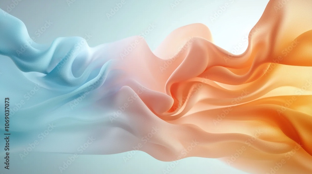 Poster abstract flowing liquid forms in soft colors