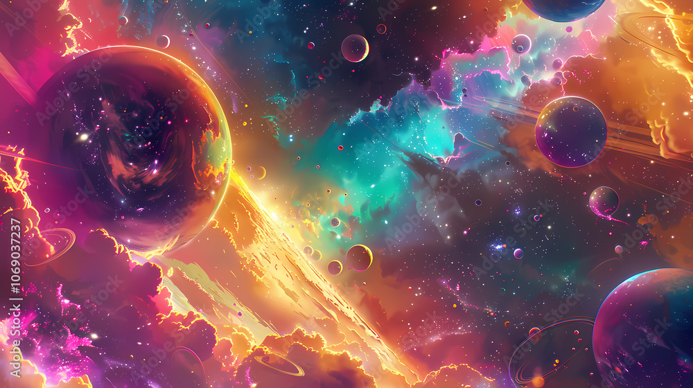 Poster planet with space generated ai