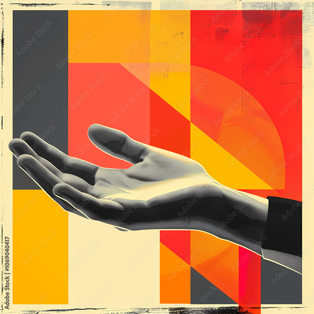 Poster hand with flag on screen generated ai