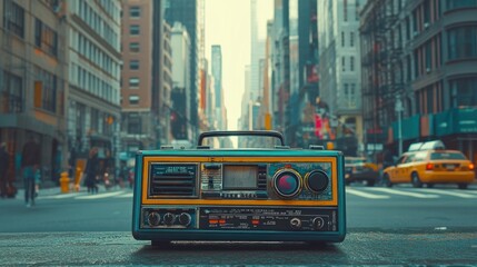 Obraz premium Vintage Radio on City Street