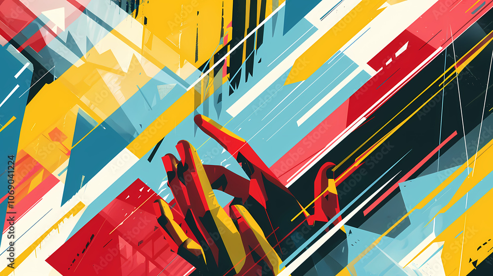 Poster abstract background with lines and hands  Generated AI 