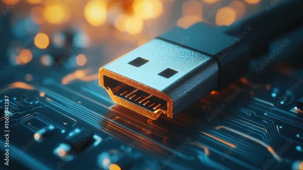Poster close-up of usb connector on circuit board