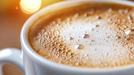 Close-Up of Coffee Surface with Bubbles