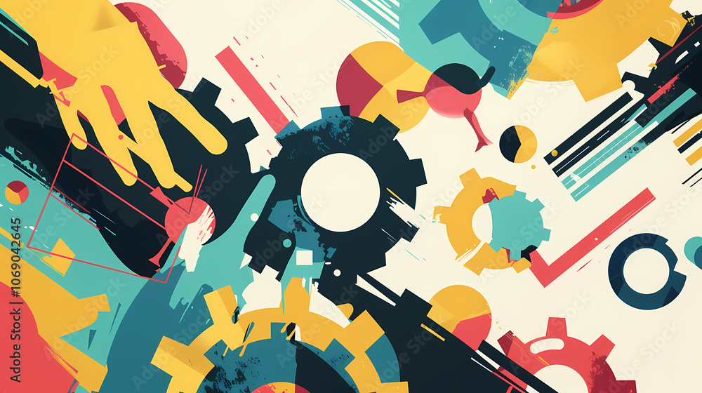 Poster abstract background with circles and objects generated ai