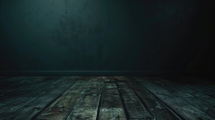 Dark Empty Room with Wooden Flooring