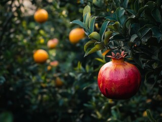 Fruits Growing in a Lush Garden Setting