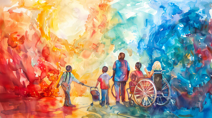 Obraz premium colorful background of a family members Generated AI 