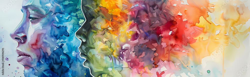 Poster abstract background withfaces generated ai