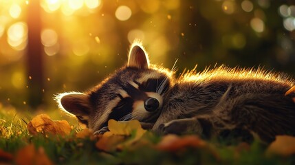 raccoon sleeping