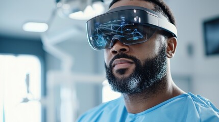 Doctor Using Augmented Reality Glasses for Medical Procedure