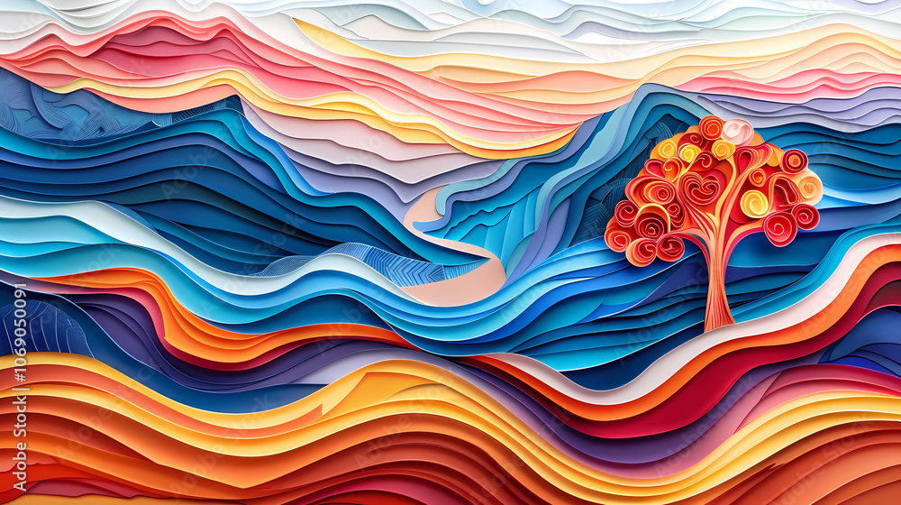 Poster abstract background with waves generated ai