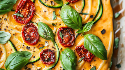 Vegan Pasta with Zucchini Noodles, Sun-Dried Tomatoes, and Cashew Sauce