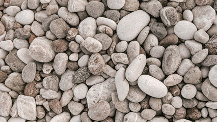 Beige Aesthetic Natural Stone Texture Background With Round Smooth Pebbles