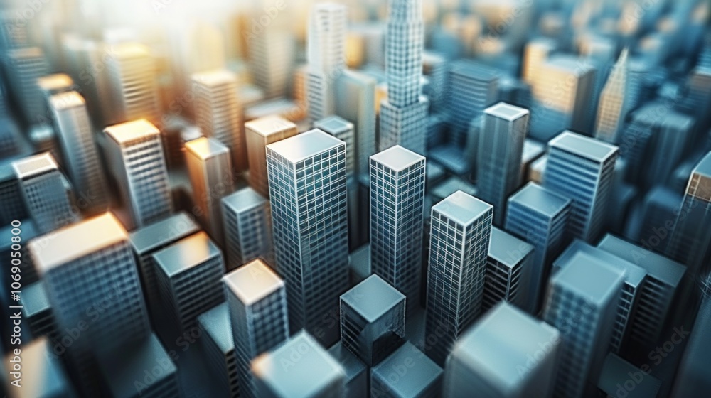 Poster explore a futuristic 3d cityscape featuring intricate hexagonal structures illuminated by the warm g