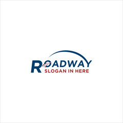 roadway icon logo, pathway traffic concept street journey vector template
