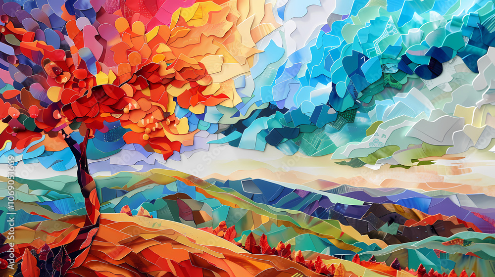 Poster landscape with trees generated ai