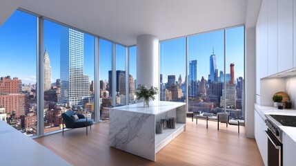 Luxury NYC Apartment Kitchen Panoramic City View
