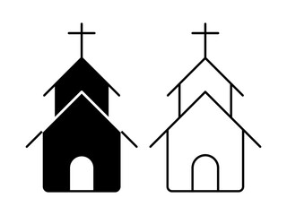 Church icon vector design template illustration, flat style, isolated on white