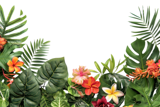 PNG  Tropical floral leaves background