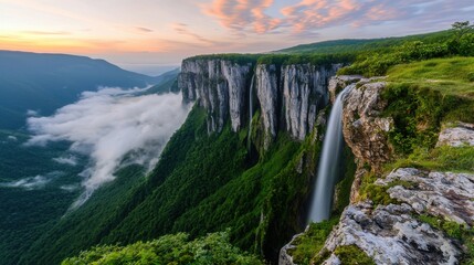 Majestic Waterfalls Flowing from Floating Cliffs