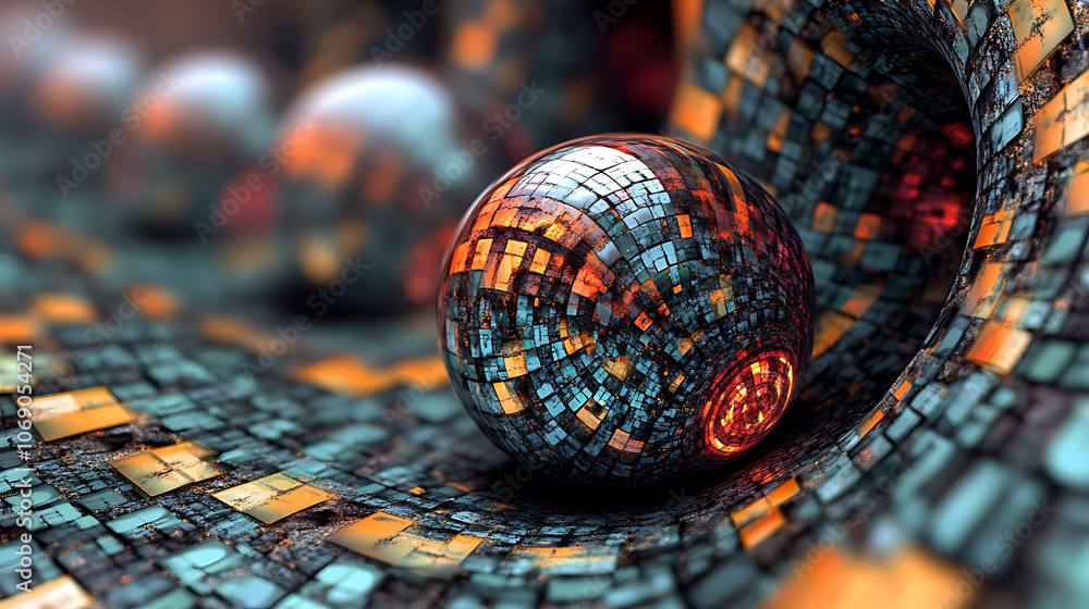 Aufkleber abstract geometric composition made in 3d software