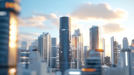 Obraz premium Futuristic Cityscape with Digital Data Flows