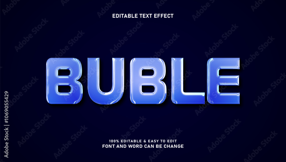 Poster bubble text effect with editable 3d style
