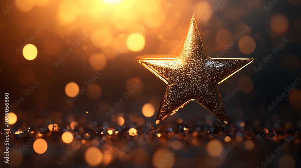 Aufkleber star with lens flare and bokeh effect made in 3d software