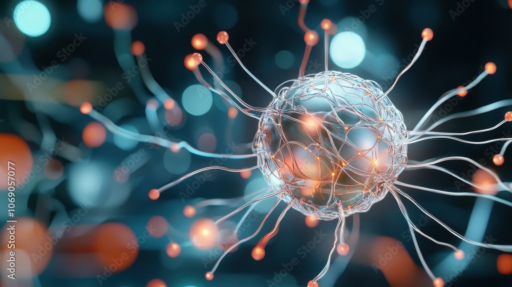 Poster interconnected data nodes in a glowing network