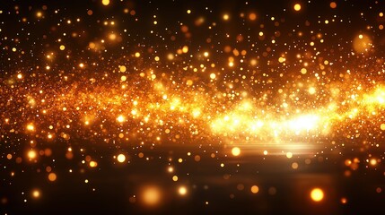 Bright yellow background with many small gold colored dots. The dots are scattered all over the background, creating a sense of movement and energy. Scene is lively and vibrant