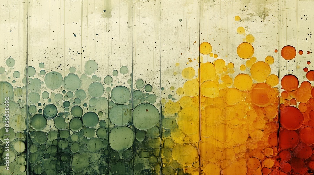 Poster colorful abstract painting with a lot of circles. the painting is made up of different colors and si