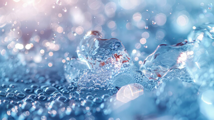 An abstract illustration of ice, with its transparent, clear cubes and flowing waves. liquid splash with frozen ice