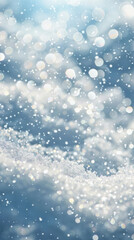abstract illustration of a snowy landscape captures the beauty of white snowflakes falling lightly, creating a frosty atmosphere in december